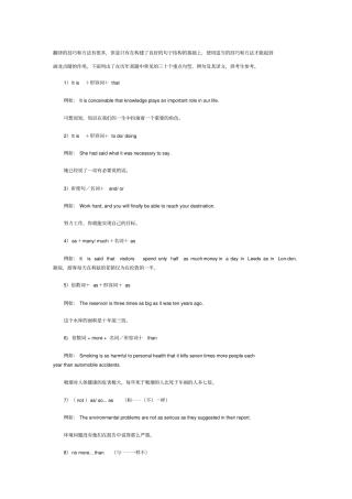 四级翻译常用句型总结