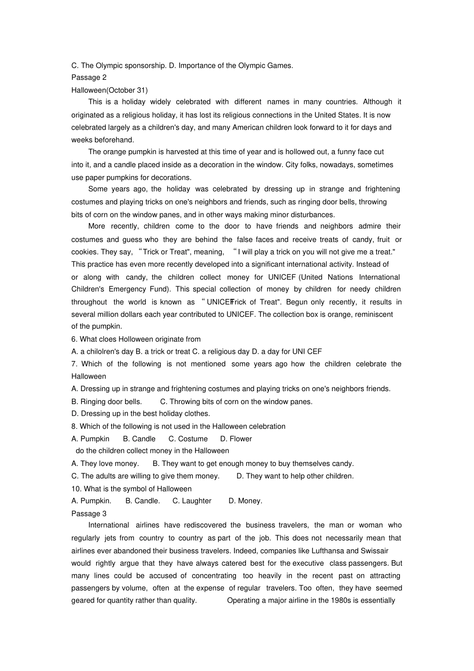 四级阅读理解及答案_第2页