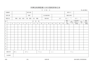回弹法检测混凝土抗压强度原始记录