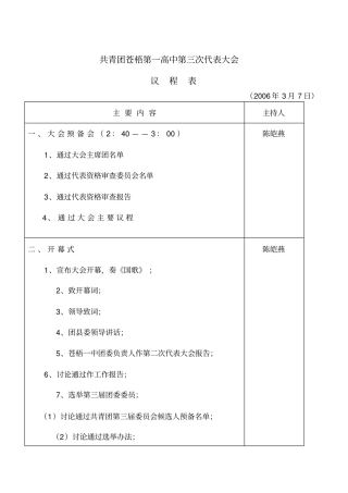 团代会议程表