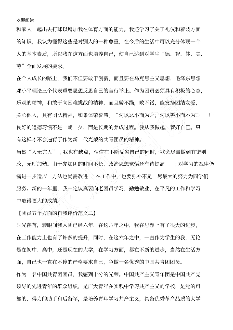 团员自我评价五个方面_第2页