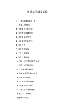 团委工作制度汇编工作范文