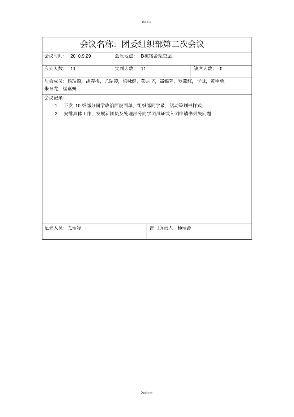 团委部门会议记录_第2页