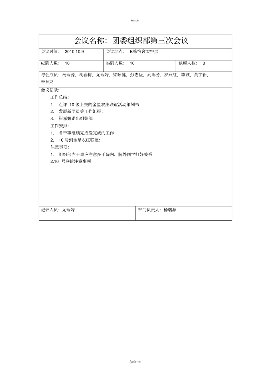 团委部门会议记录_第3页