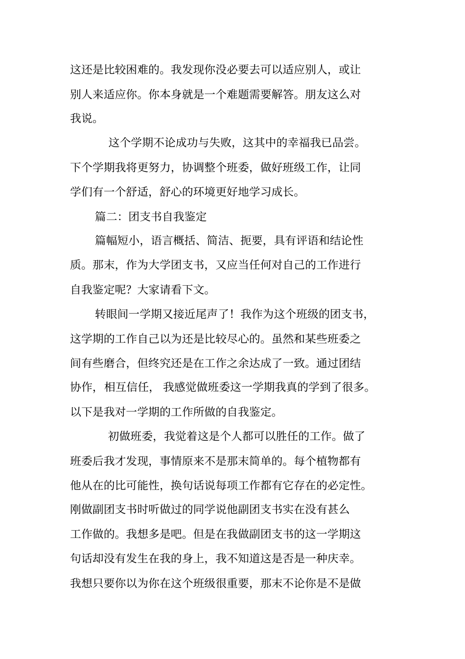 团支书自我鉴定_第3页