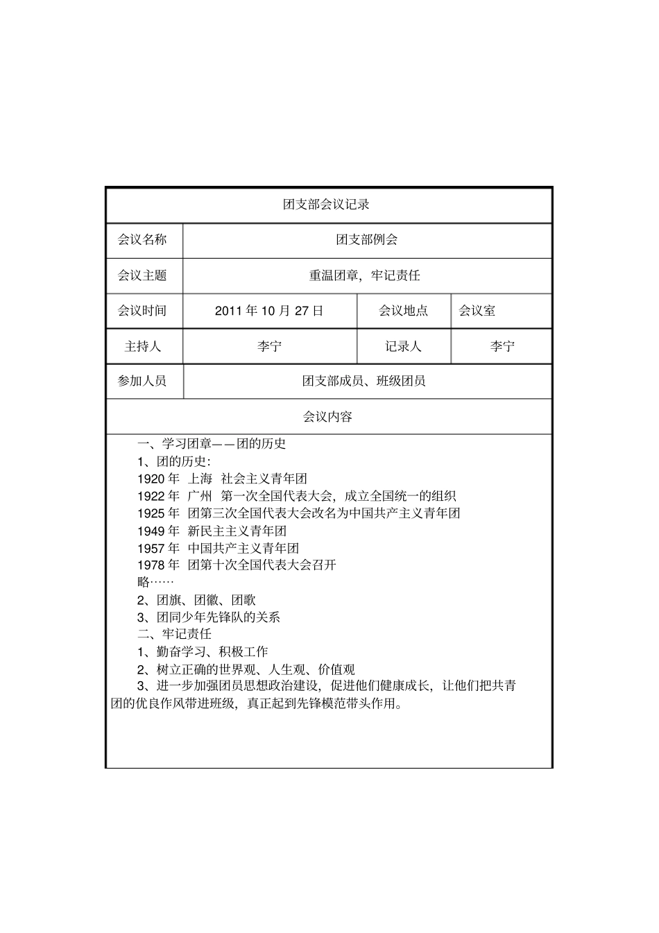 团支部会议记录55337_第2页