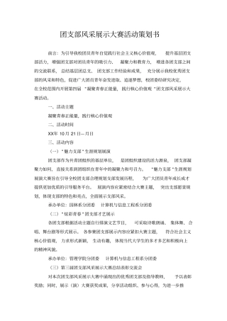 团支部风采展示大赛活动策划书