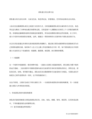 团队建立的五种方法