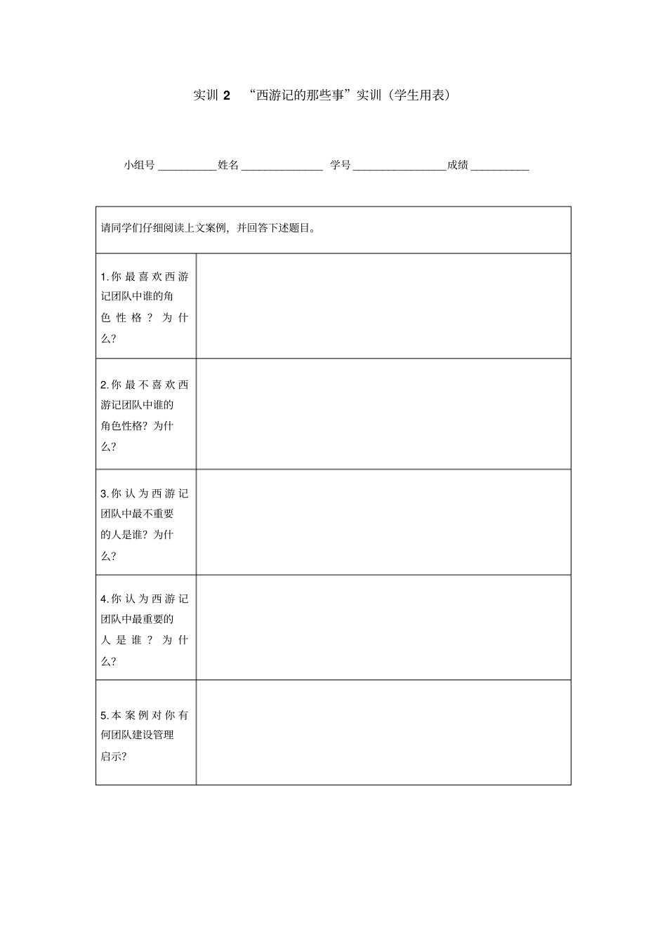 团队建设与管理实训表格_第2页