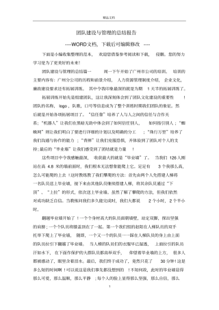 团队建设与管理的总结报告