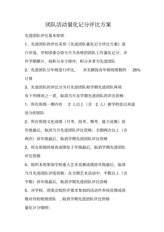团队活动量化记分评比方案