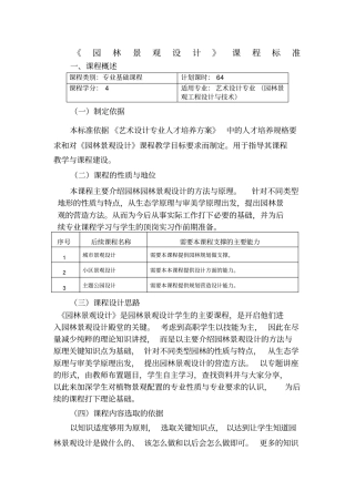 园林景观设计课程标准