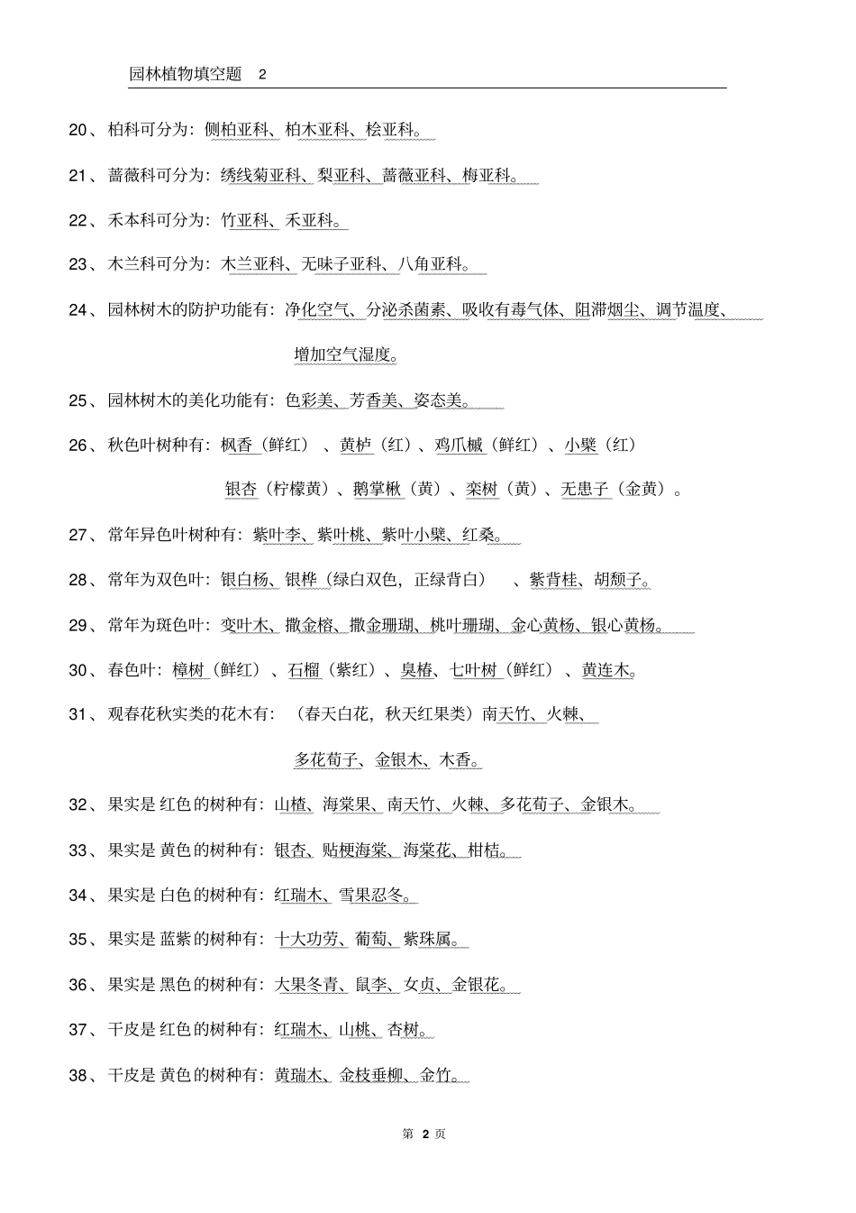 园林植物填空题汇总_第2页