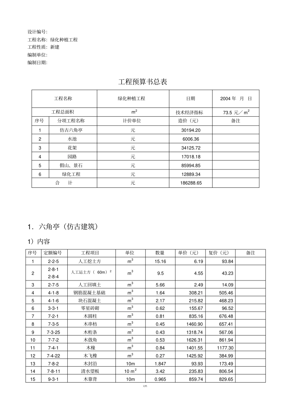 园林绿化工程预算书_第2页