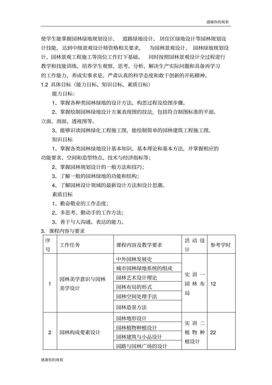 园林规划设计课程标准_第2页