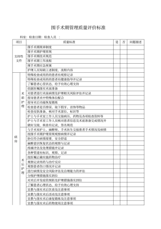 围手术期管理质量评价标准