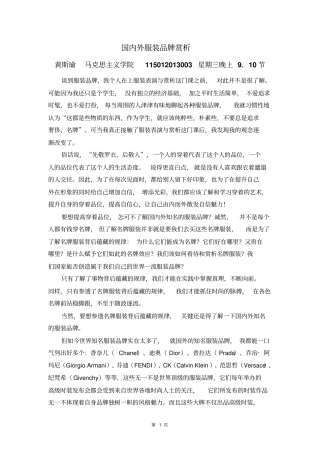 国内外服装品牌赏析分析