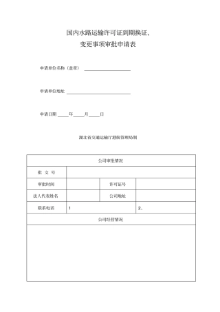 国内水路运输许可证到期换证