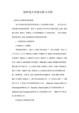 国外电力场分析与介绍
