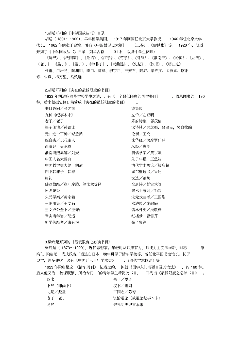 国学推荐书目_第1页