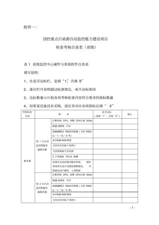 国控重点污染源自动监控能力建设项目检查考核自查表级