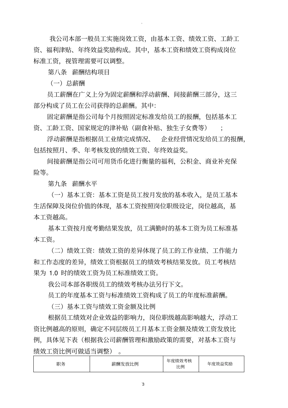 国有企业最新薪酬管理制度_第3页