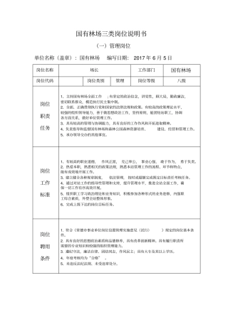 国有林场三类岗位说明书