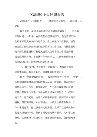 国税个人述职报告