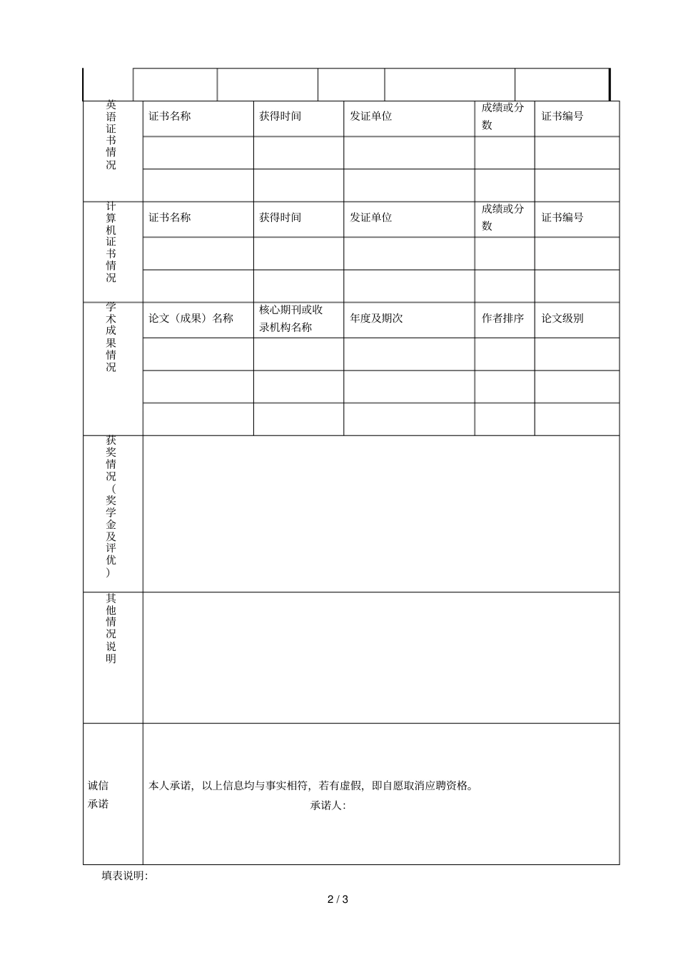 国网电力有限公司招聘高校毕业生应聘登记表_第2页