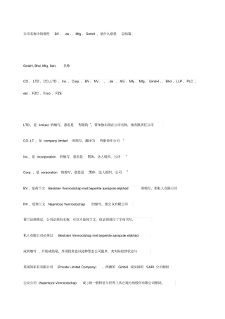国际上公司名称的缩写外贸必知