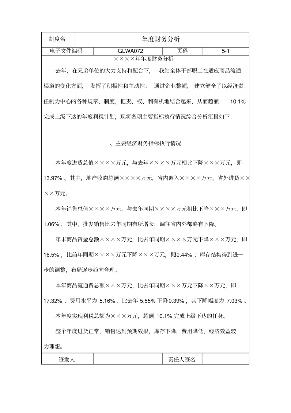 国际化企业通用管理文案72年财务分析_第1页