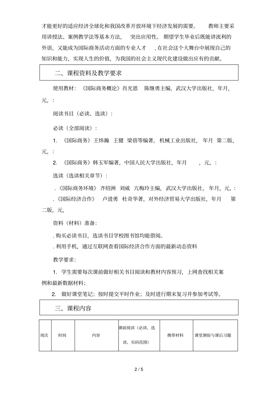 国际商务概论课程大纲_第2页