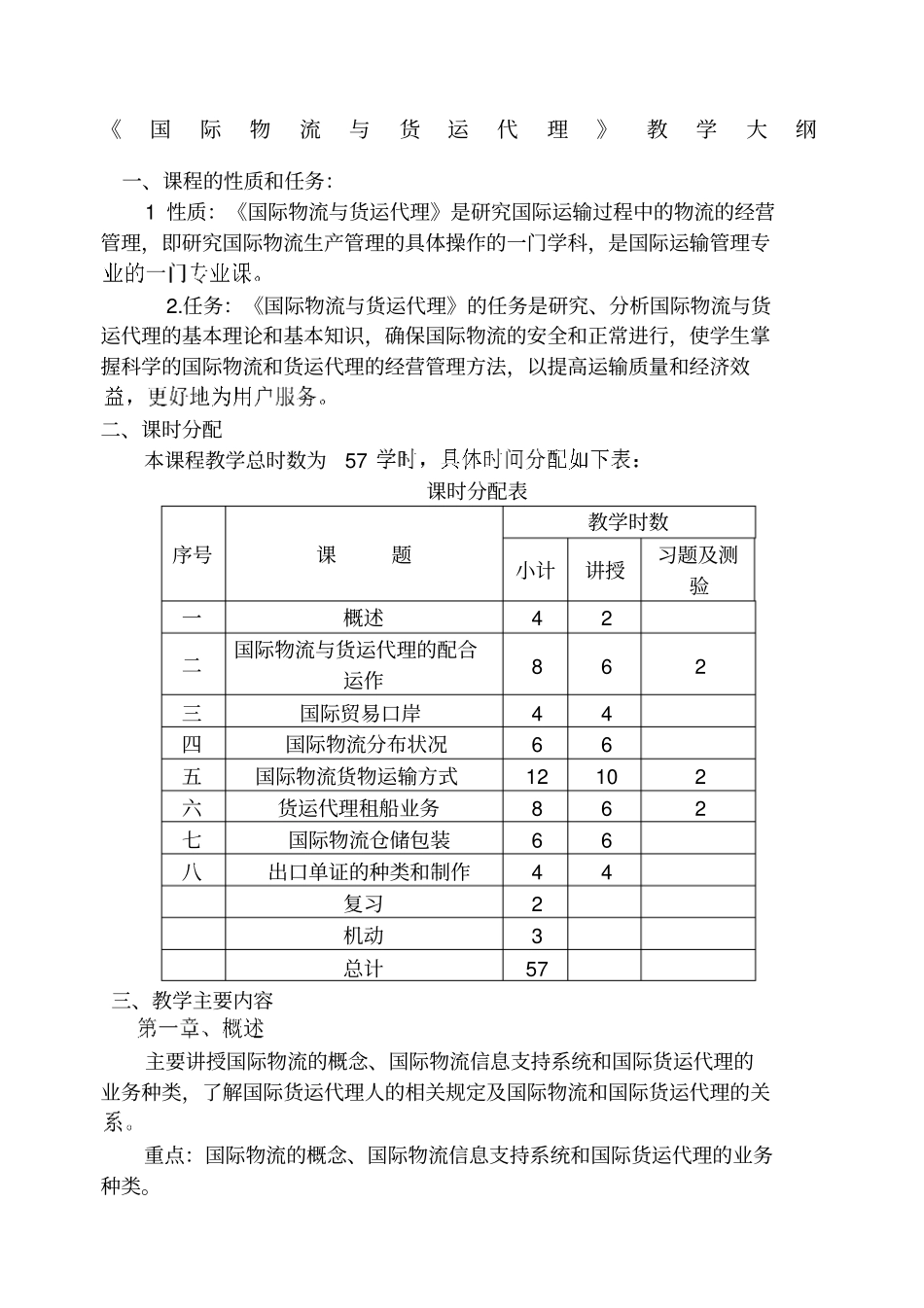 国际物流与货运代理教学大纲_第1页