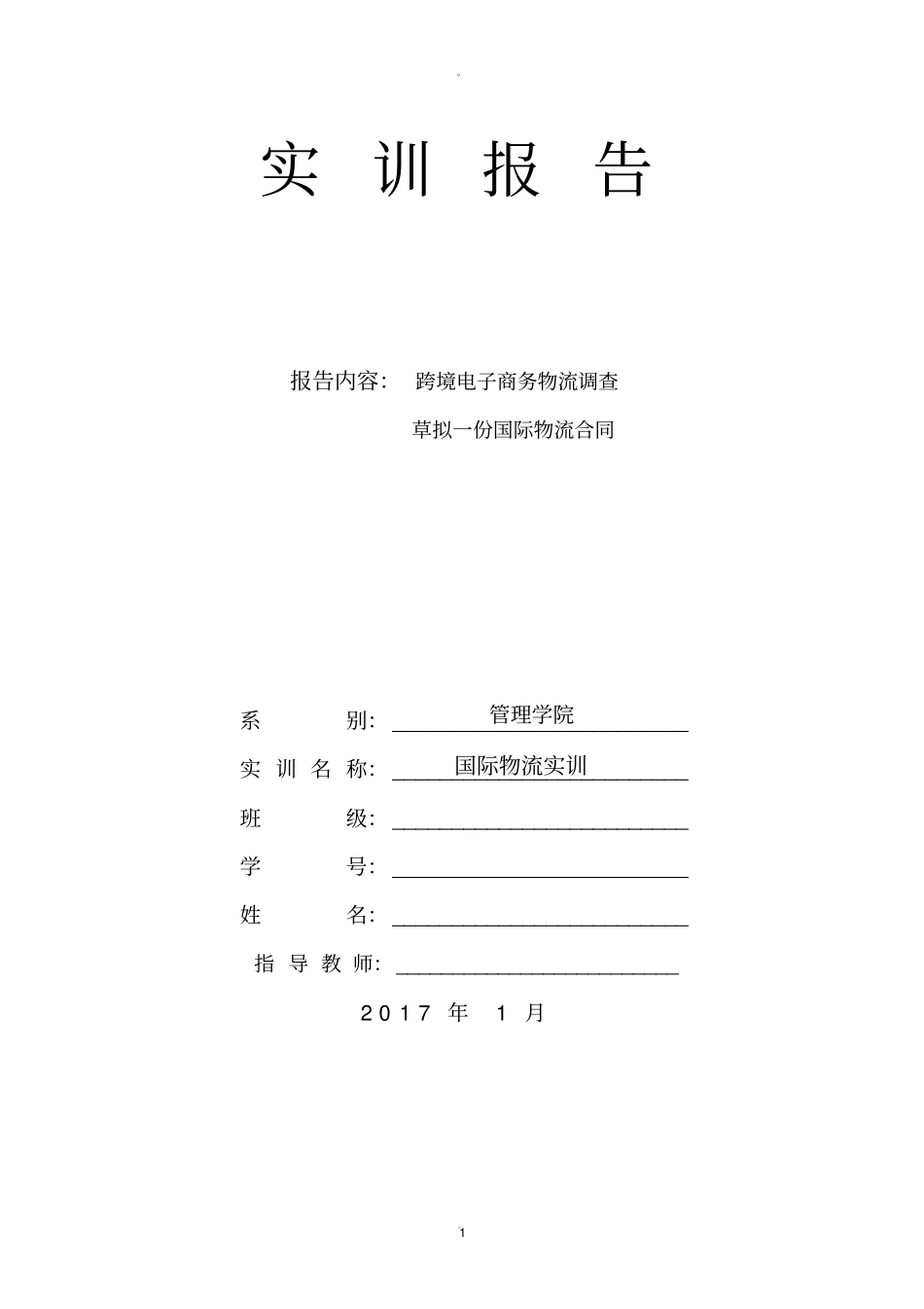 国际物流实训报告_第1页