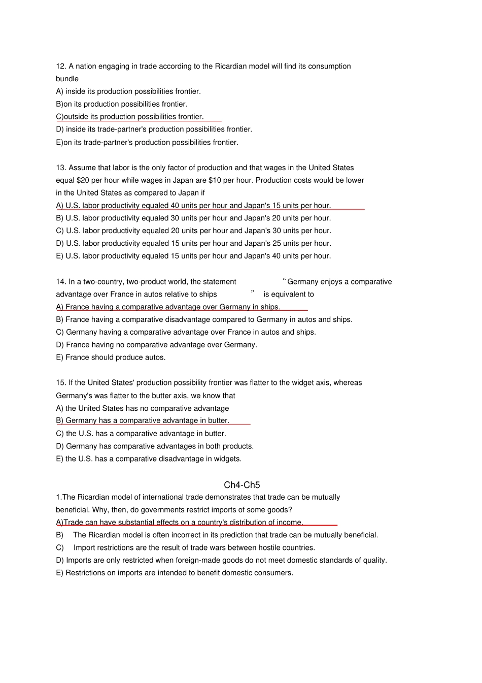 国际经济学英文版选择题汇总版附答案_第3页