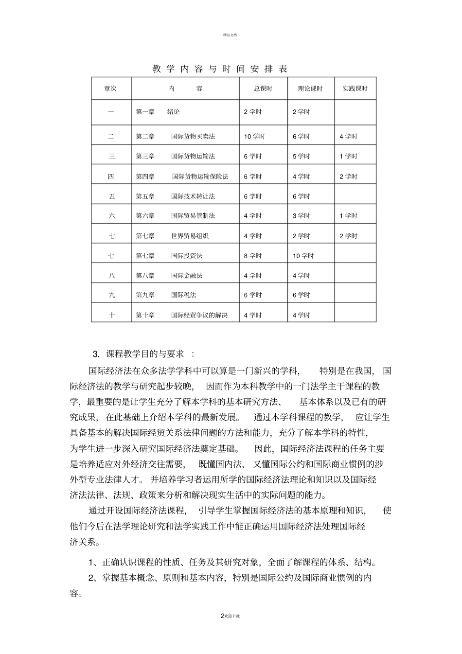 国际经济法教学大纲精华版_第2页