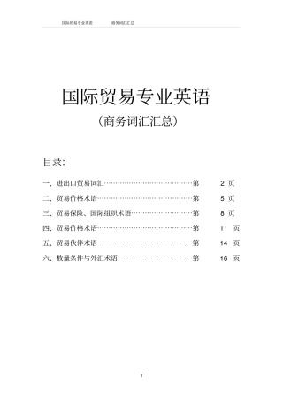 国际贸易专业词汇