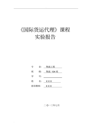 国际货运代理试验报告