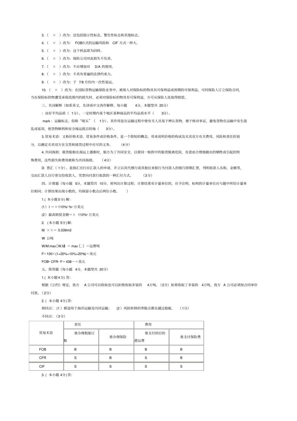 国际贸易实务复习题_第3页