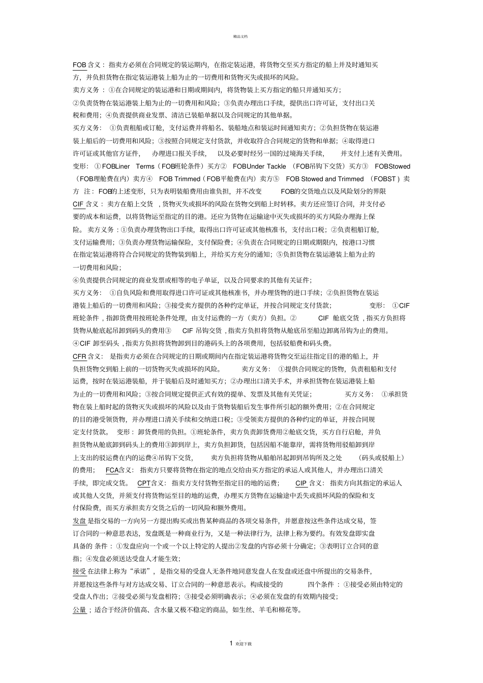 国际贸易实务重点_第1页