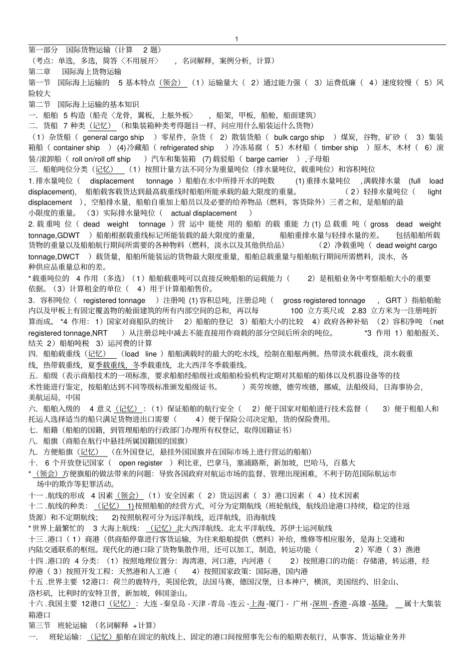 国际运输与保险资料_第1页
