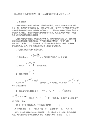 圆周运动知识要点受力分析和题目精讲张晓整理