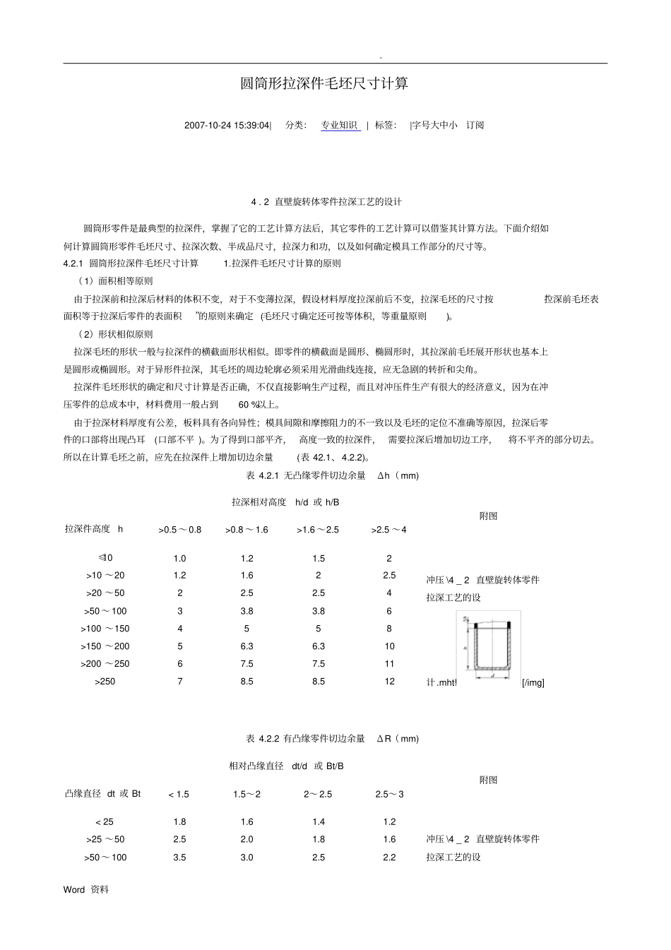 圆筒形拉深件毛坯尺寸计算_第1页