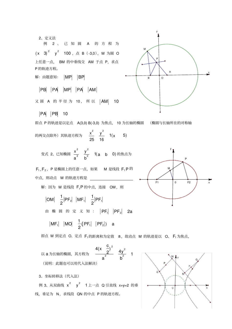 圆锥曲线之轨迹问题例题习题精品_第3页