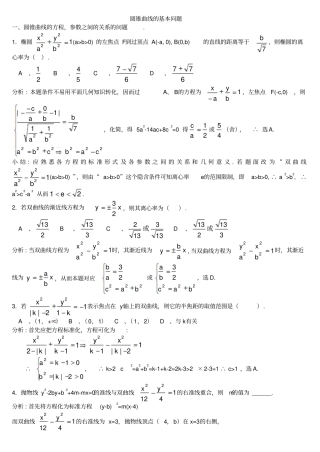 圆锥曲线基本问题