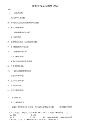 圆锥曲线基本题型总结42132