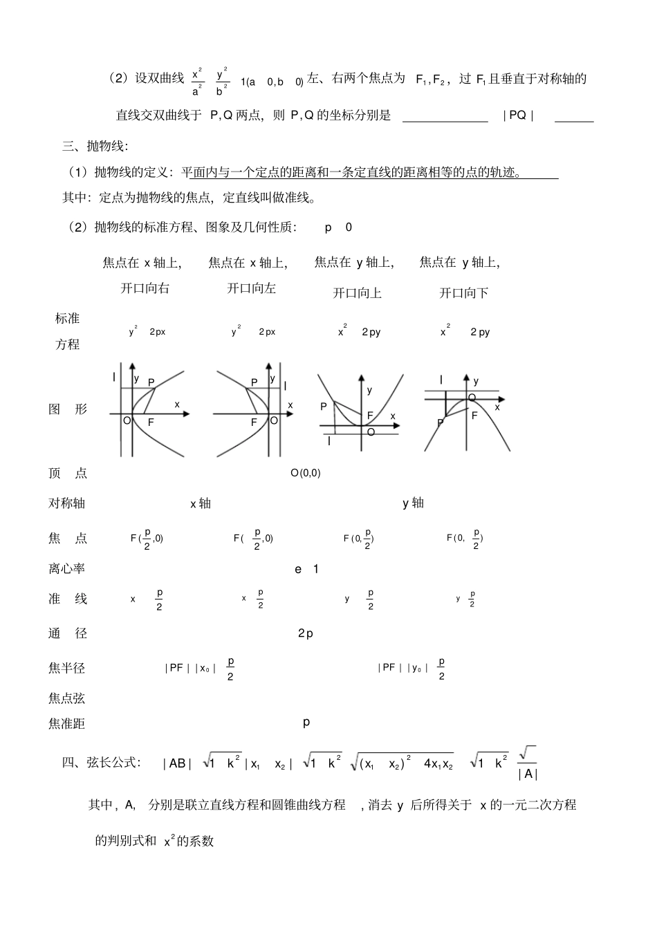 圆锥曲线知识点例题练习含答案_第3页