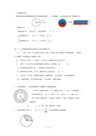 圆面积知识点