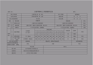 土地平整单元工程质量评定表四标段