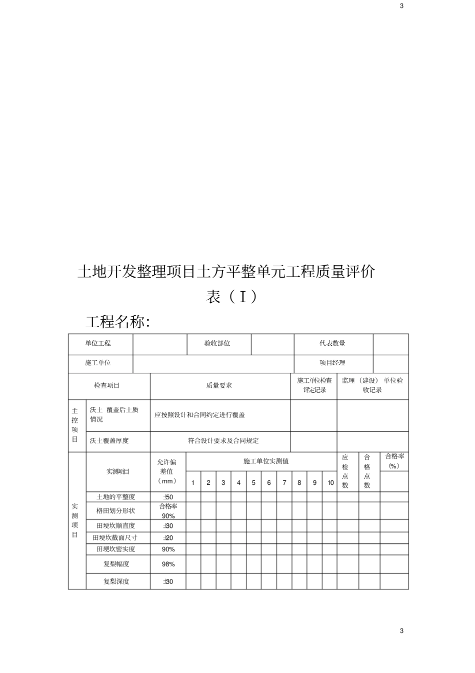 土地整理项目监理竣工验收全套表格_第3页